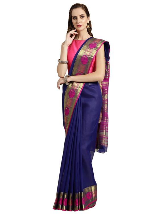 self-design woven saree with blouse - 16420250 - Zoom Image - 1