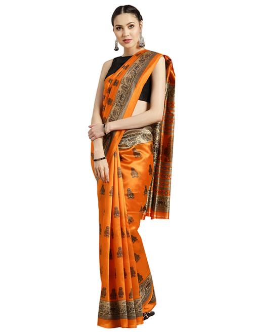 ethnic motif printed saree with blouse - 16420253 - Standard Image - 1
