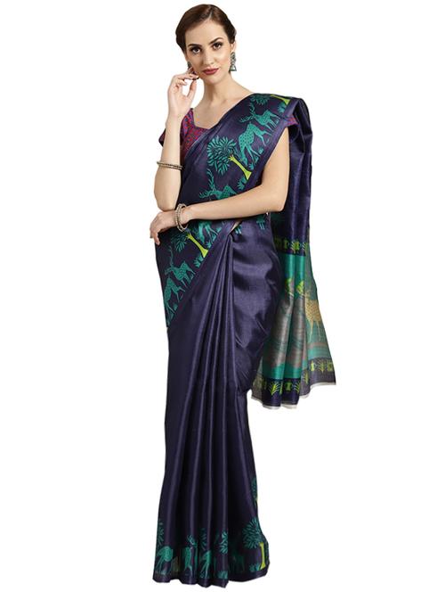 conversational printed saree with blouse - 16420255 - Standard Image - 1