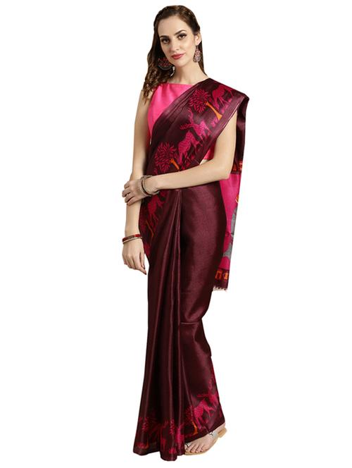 conversational printed saree with blouse - 16420257 - Standard Image - 1