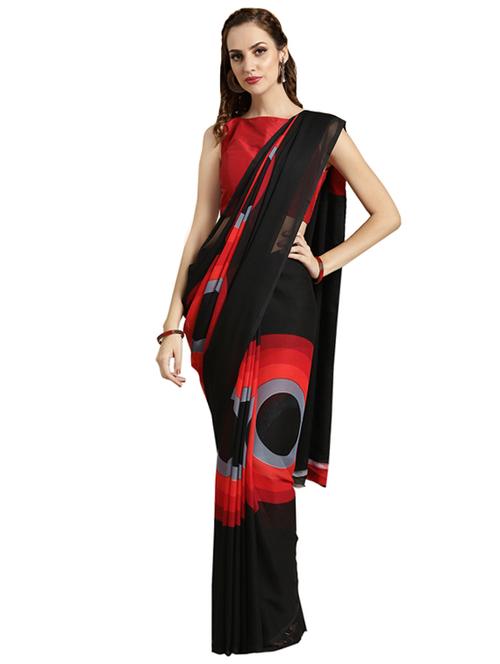 geometric printed saree with blouse - 16420258 - Standard Image - 1