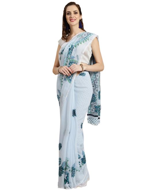 floral printed saree with blouse - 16420266 - Standard Image - 1