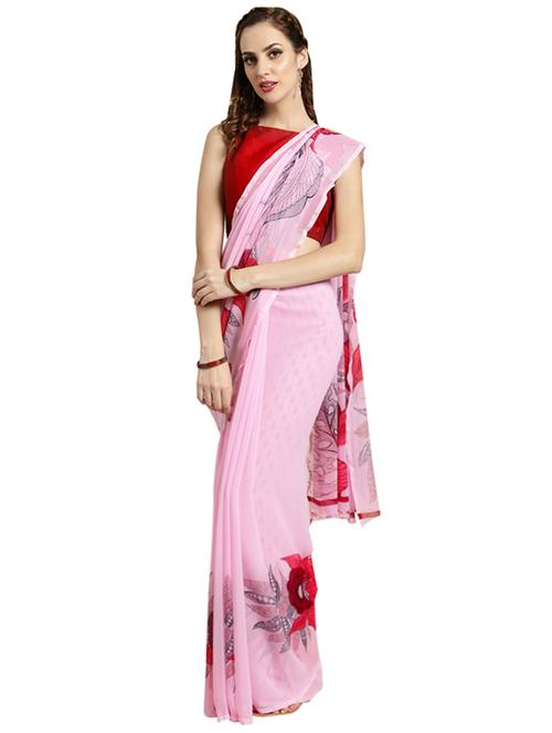 floral printed saree with blouse - 16420268 - Standard Image - 1