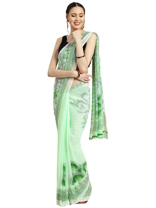 floral printed saree with blouse - 16420269 - Standard Image - 1