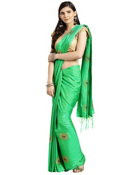 solid embroidered saree with blouse - 16420271 - Standard Image - 1