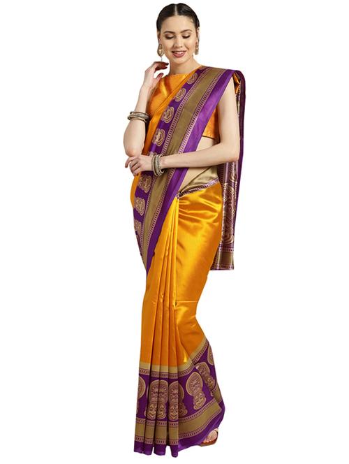 bordered solid saree with blouse - 16420274 - Standard Image - 1