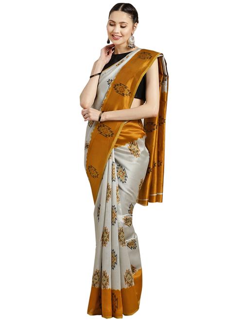 ikat printed saree with blouse - 16420276 - Standard Image - 1
