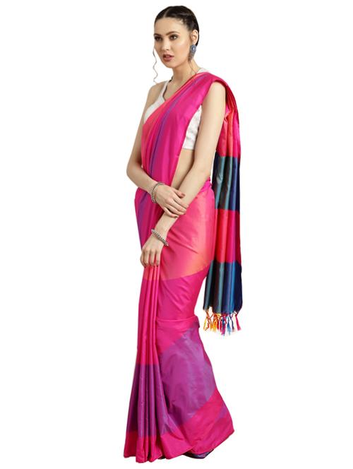 color block printed saree with blouse - 16420277 - Standard Image - 1