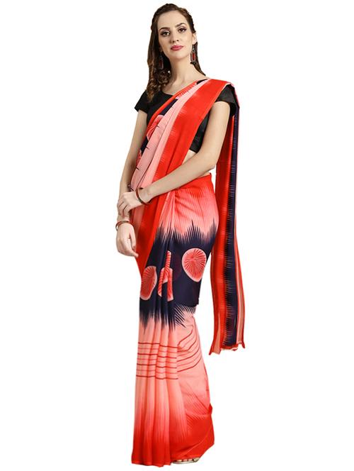 ikat printed saree with blouse - 16420282 - Standard Image - 1