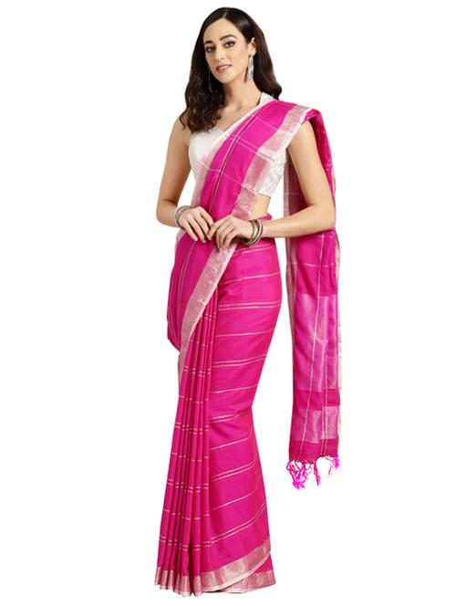 checkered printed saree with blouse - 16420287 - Standard Image - 1