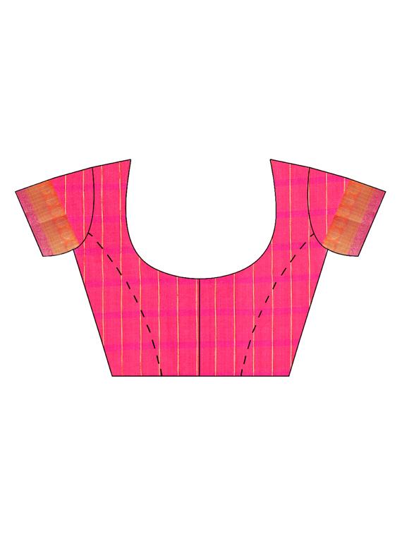 solid bordered saree with blouse - 16420301 - Zoom Image - 2