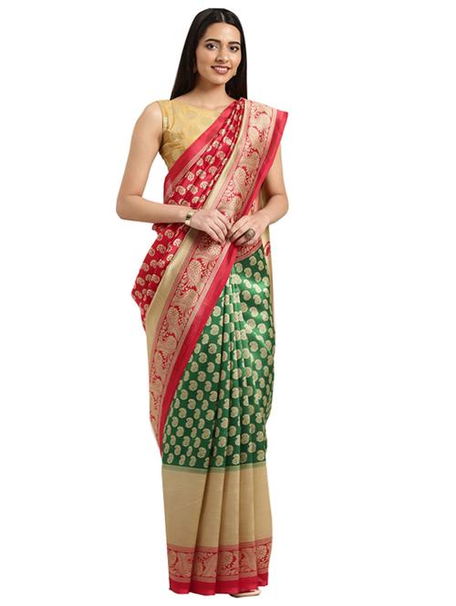 paisley printed saree with blouse - 16420311 - Standard Image - 1