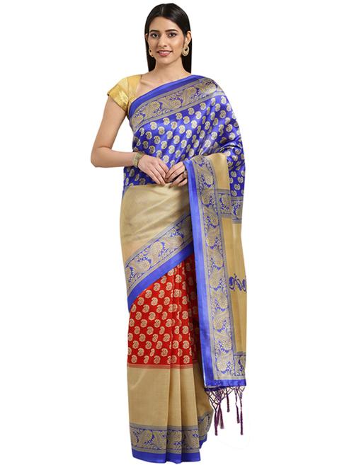 paisley half & half saree with blouse - 16420312 - Standard Image - 1