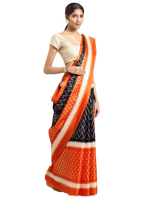 chevron printed saree with blouse - 16420317 - Standard Image - 1