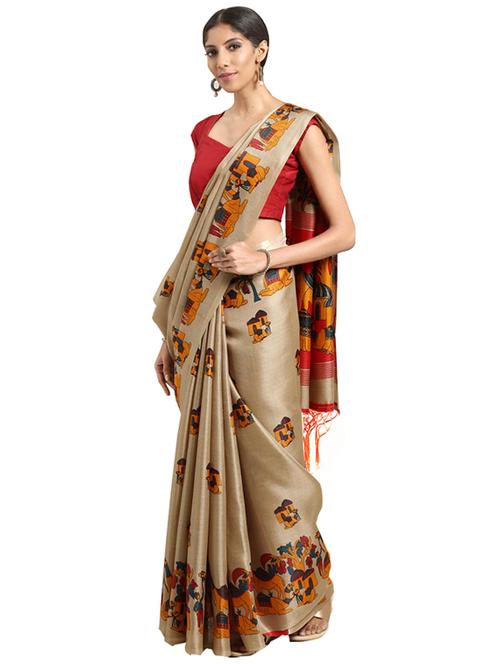 conversational printed saree with blouse - 16420319 - Standard Image - 1