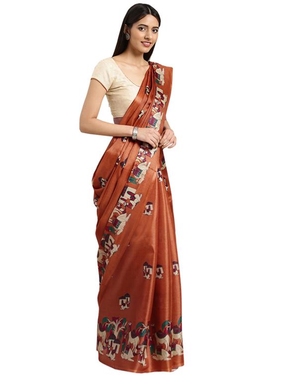conversational printed saree with blouse - 16420320 - Zoom Image - 1