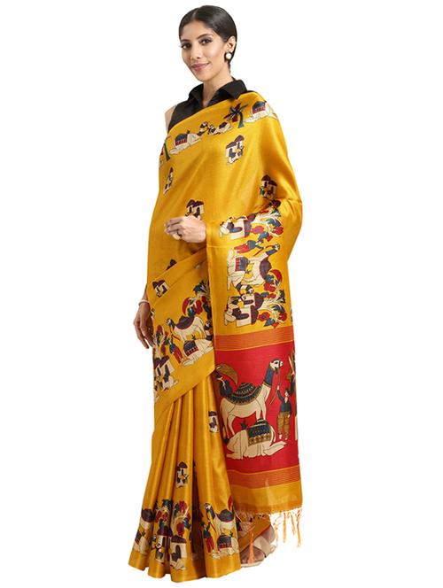 conversational printed saree with blouse - 16420321 - Standard Image - 1
