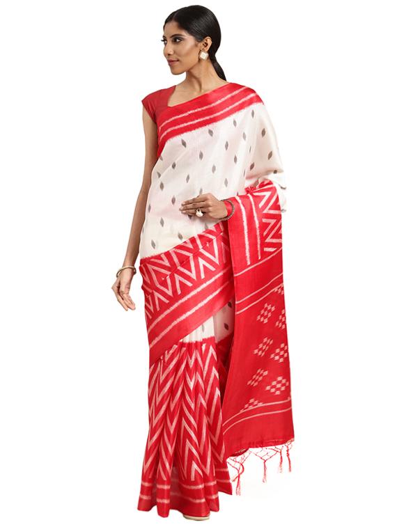 chevron printed saree with blouse - 16420323 - Zoom Image - 1