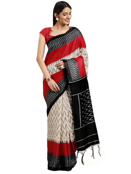 chevron printed saree with blouse - 16420328 - Standard Image - 1
