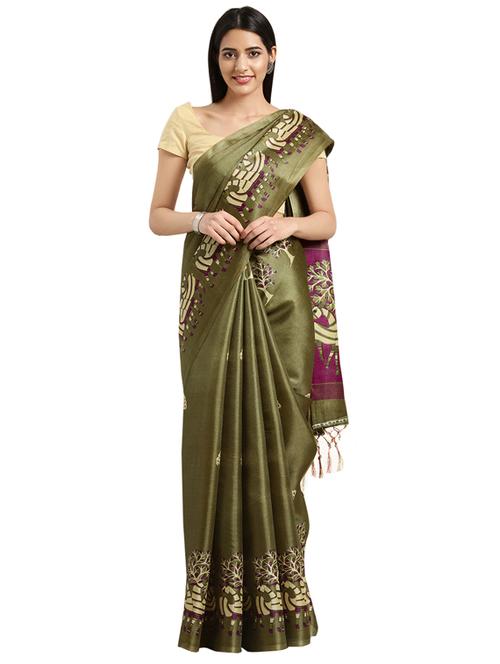 conversational printed saree with blouse - 16420329 - Standard Image - 1