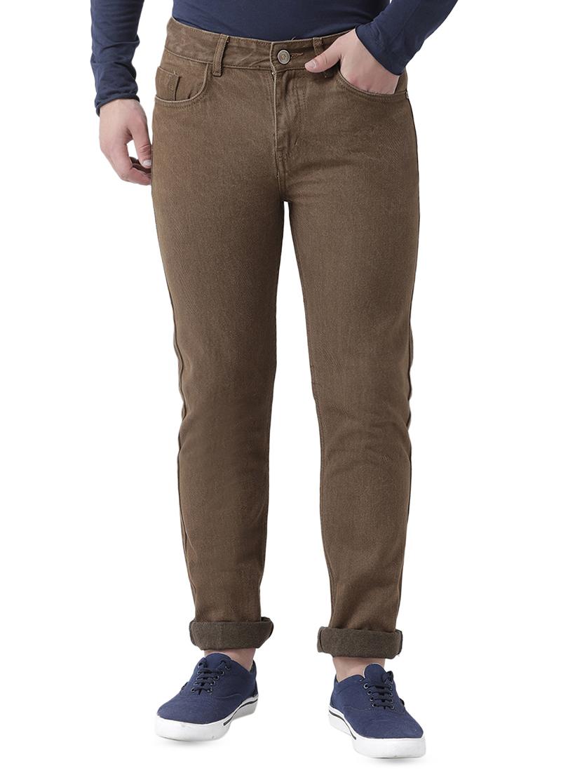 brown solid plain denim jeans - 16420635 - Zoom Image - 1