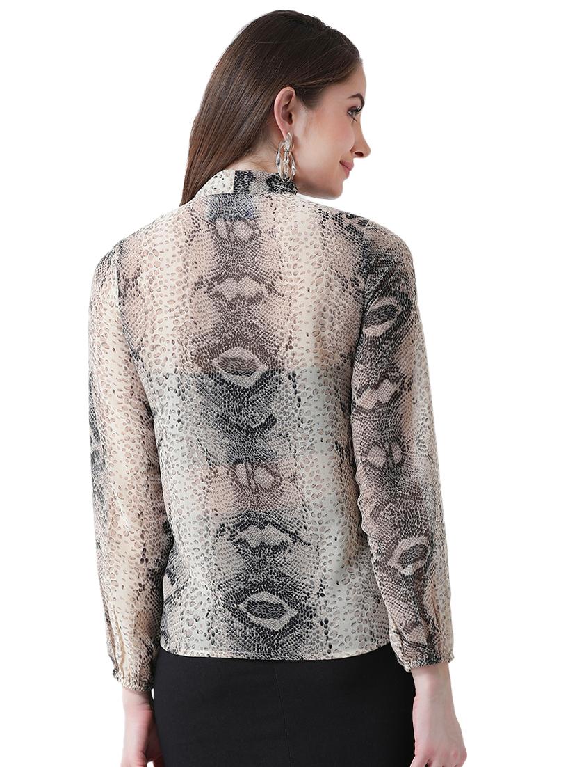 tie up neck snake print top - 16420901 - Zoom Image - 3