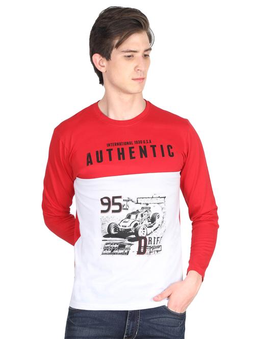 red cut & sew typographic front print t-shirt - 16421368 - Standard Image - 1