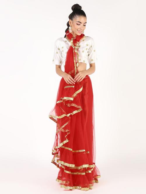 ruffled fusion saree with blouse - 16423433 - Standard Image - 1