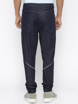 navy blue plain biker denim jeans - 16423923 - Standard Image - 3