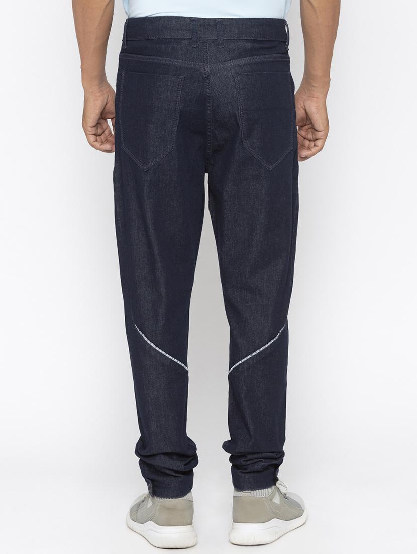 navy blue plain biker denim jeans - 16423923 - Zoom Image - 3