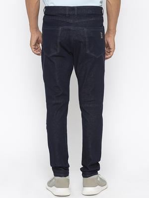 navy blue plain biker denim jeans - 16423924 - Standard Image - 3
