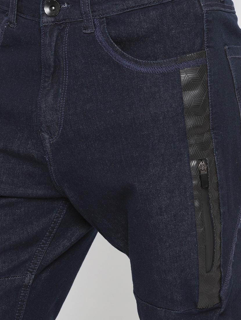 navy blue plain biker denim jeans - 16423924 - Zoom Image - 5