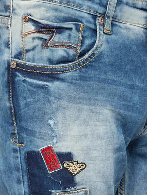 blue light washed patched denim jeans - 16423930 - Standard Image - 5