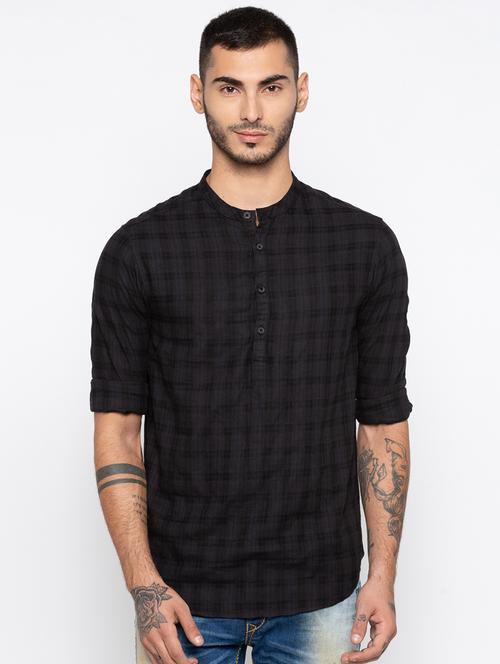 grey checkered casual shirt - 16423946 - Very Small Image - 1
