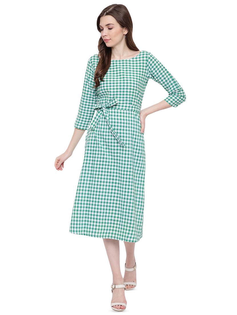 tie front checkered a-line dress - 16423968 - Zoom Image - 1