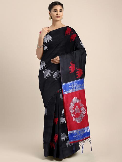 conversational zari motif kanjivaram saree with blouse - 16424253 - Standard Image - 1