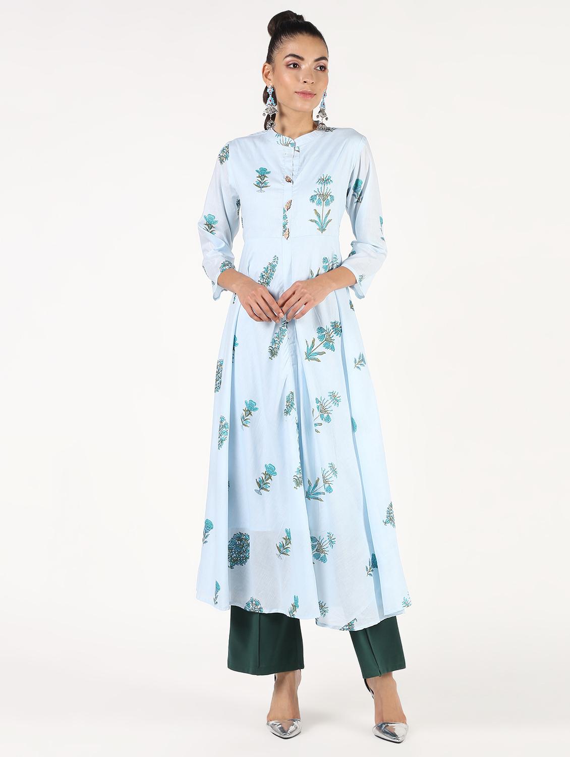 floral printed flared kurta - 16424436 - Zoom Image - 2