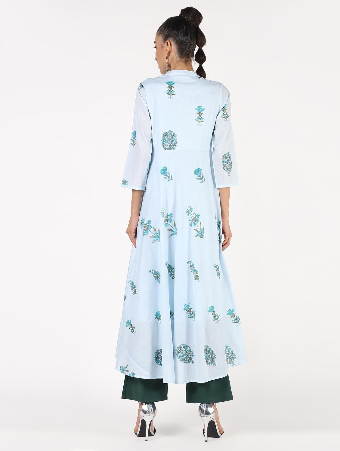 floral printed flared kurta - 16424436 - Zoom Image - 4