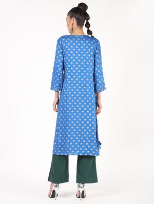 block printed straight kurta - 16424439 - Standard Image - 4