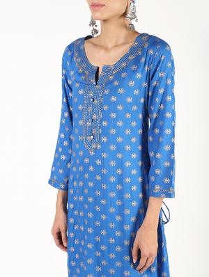 block printed straight kurta - 16424439 - Standard Image - 5