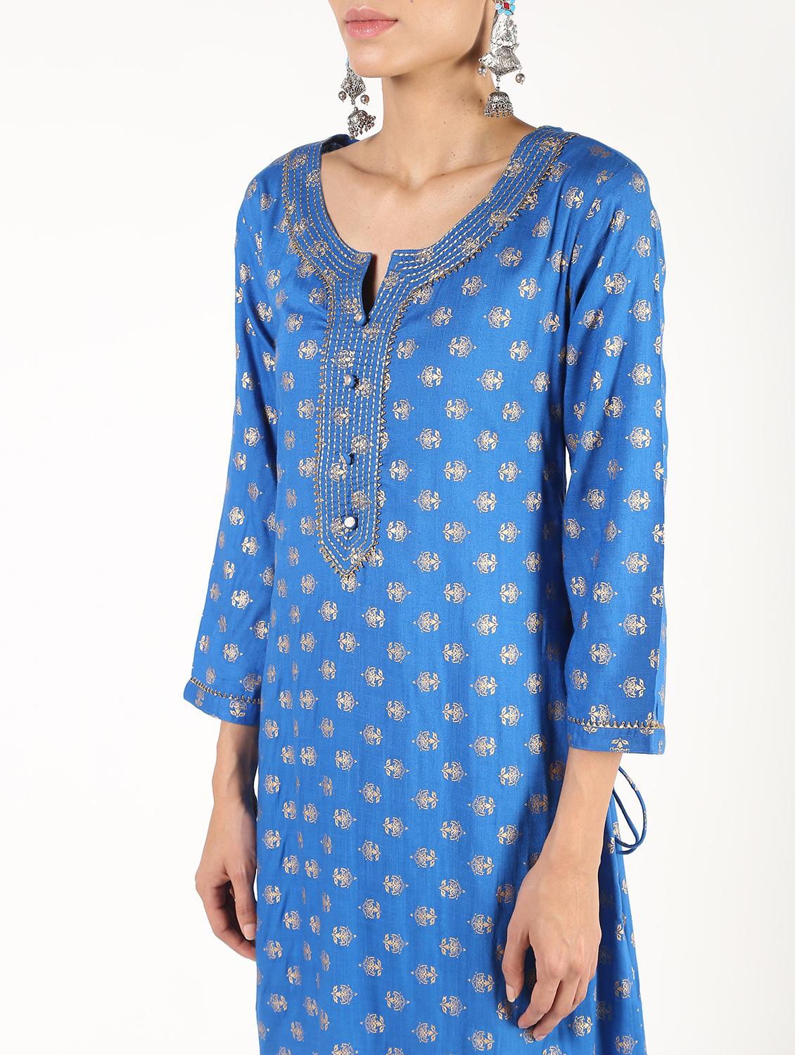 block printed straight kurta - 16424439 - Zoom Image - 5