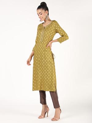 block printed straight kurta - 16424441 - Standard Image - 3
