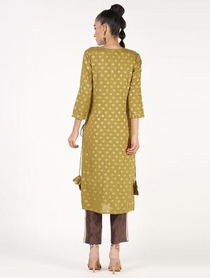 block printed straight kurta - 16424441 - Standard Image - 4