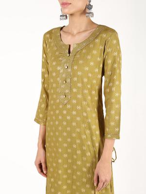 block printed straight kurta - 16424441 - Standard Image - 5