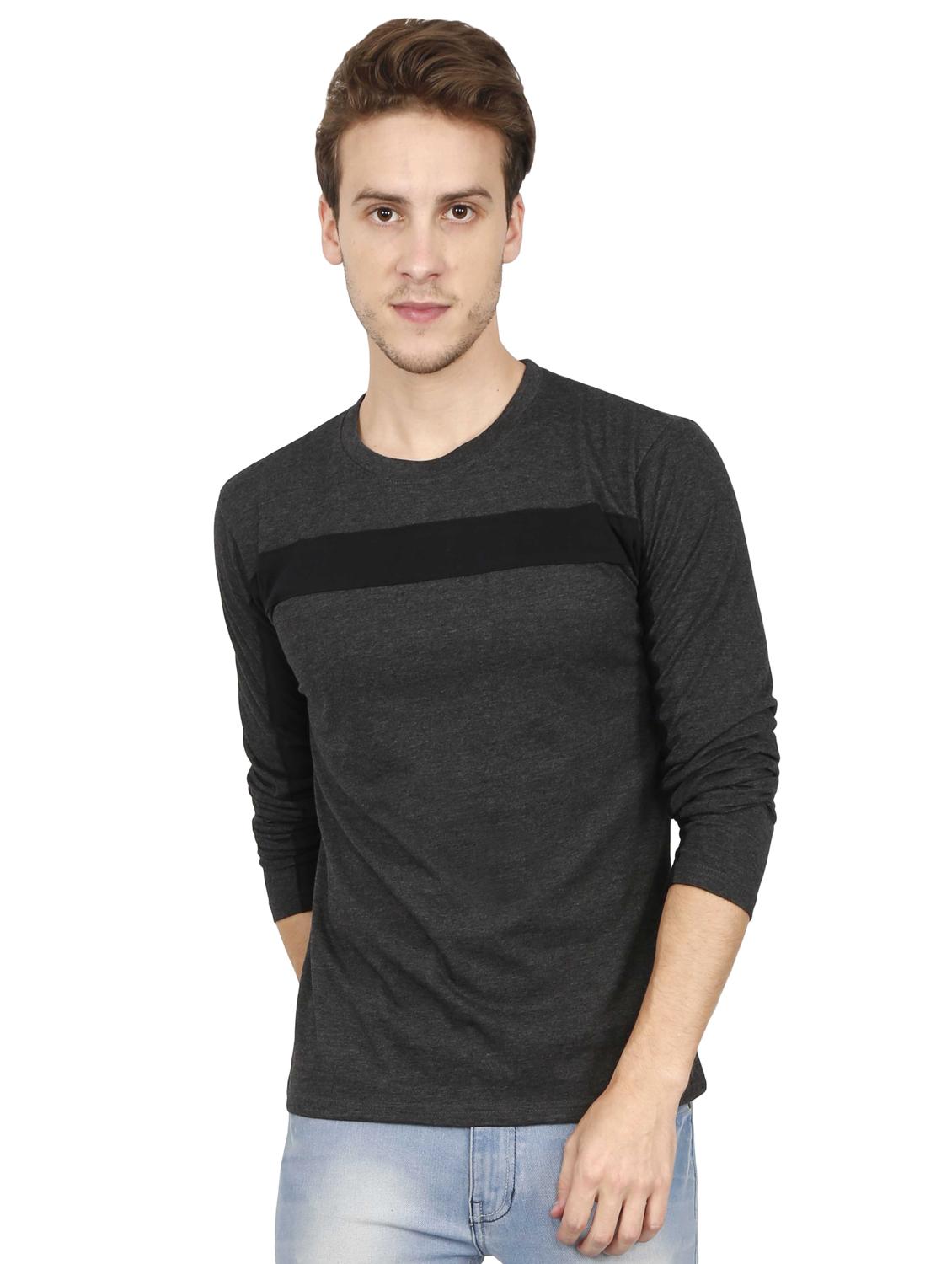 grey color block t-shirt - 16425097 - Zoom Image - 1