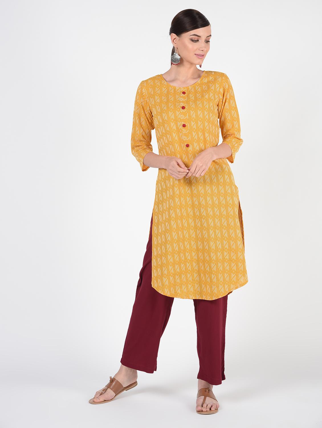 kaantha detail straight kurta - 16425363 - Zoom Image - 1