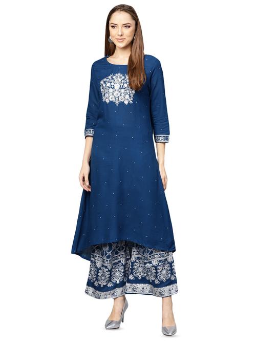 embroidered kurta palazzo set - 16428066 - Standard Image - 1