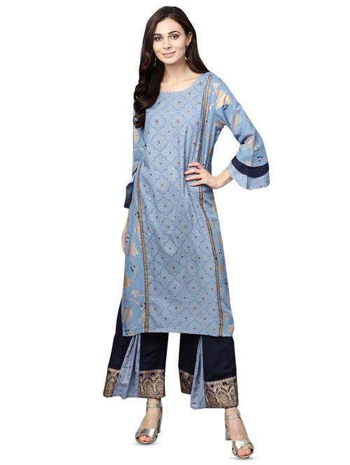 printed kurta palazzo set - 16428068 - Standard Image - 1
