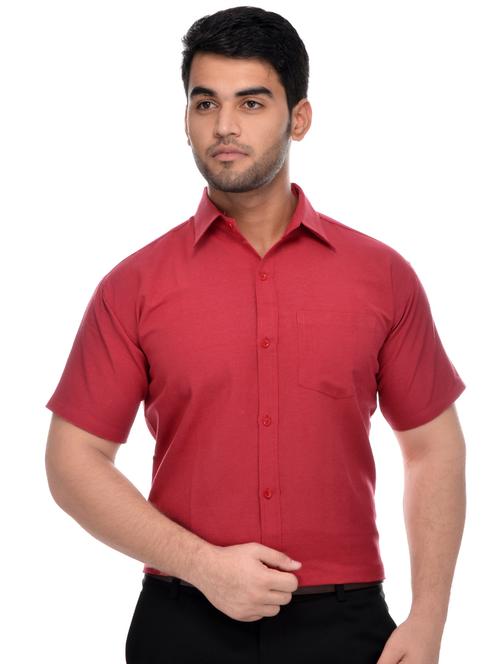 red khadi formal shirt - 16428545 - Standard Image - 1