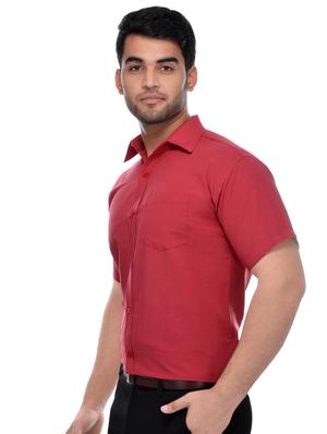 red khadi formal shirt - 16428545 - Standard Image - 2